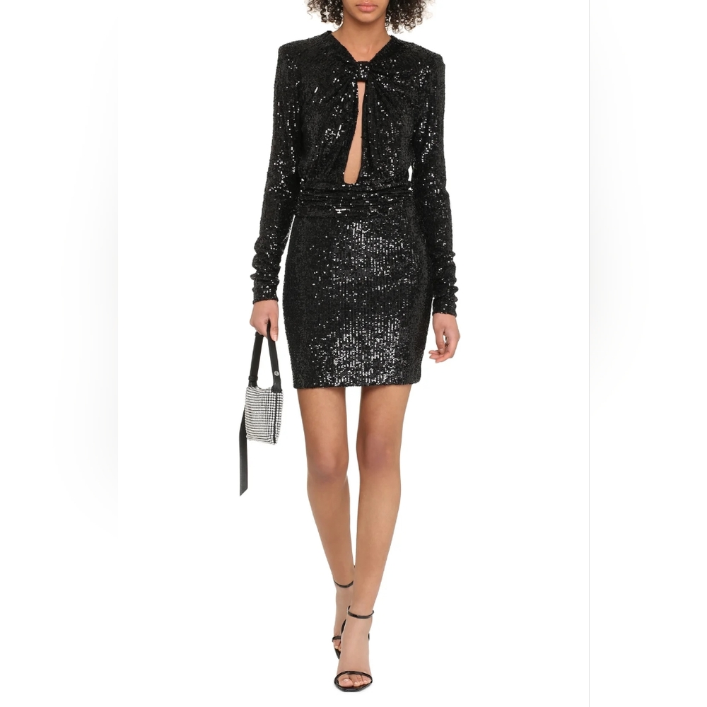 Saint Laurent Cut-Out Sequin Mini Dress
